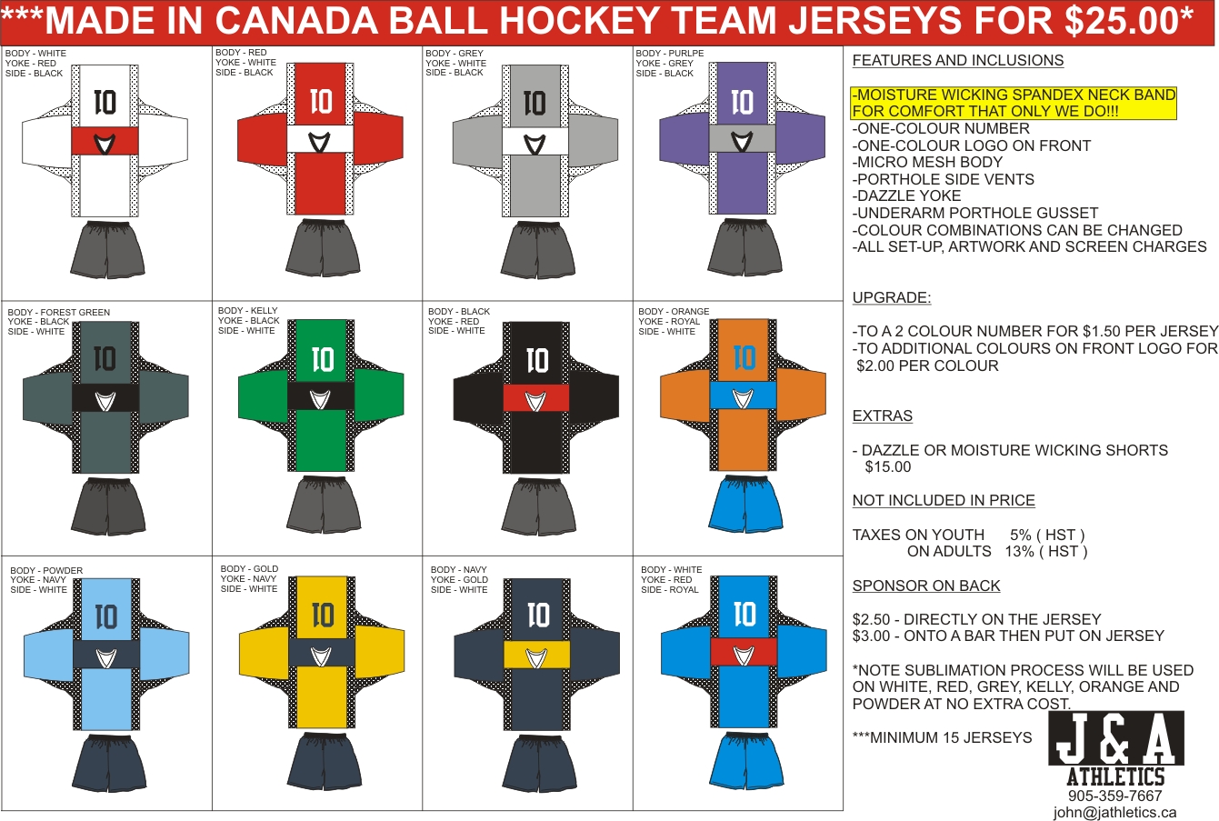 ball hockey jerseys canada