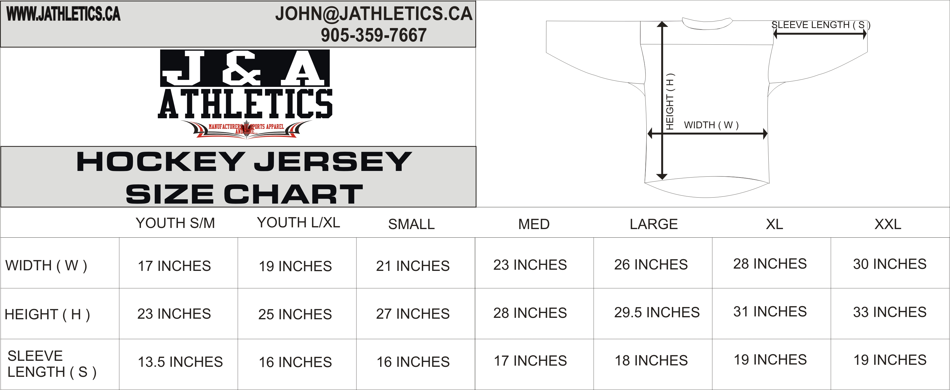 Youth Large Hockey Jersey Size Chart