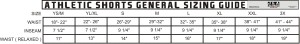 SHORTS SIZE CHART