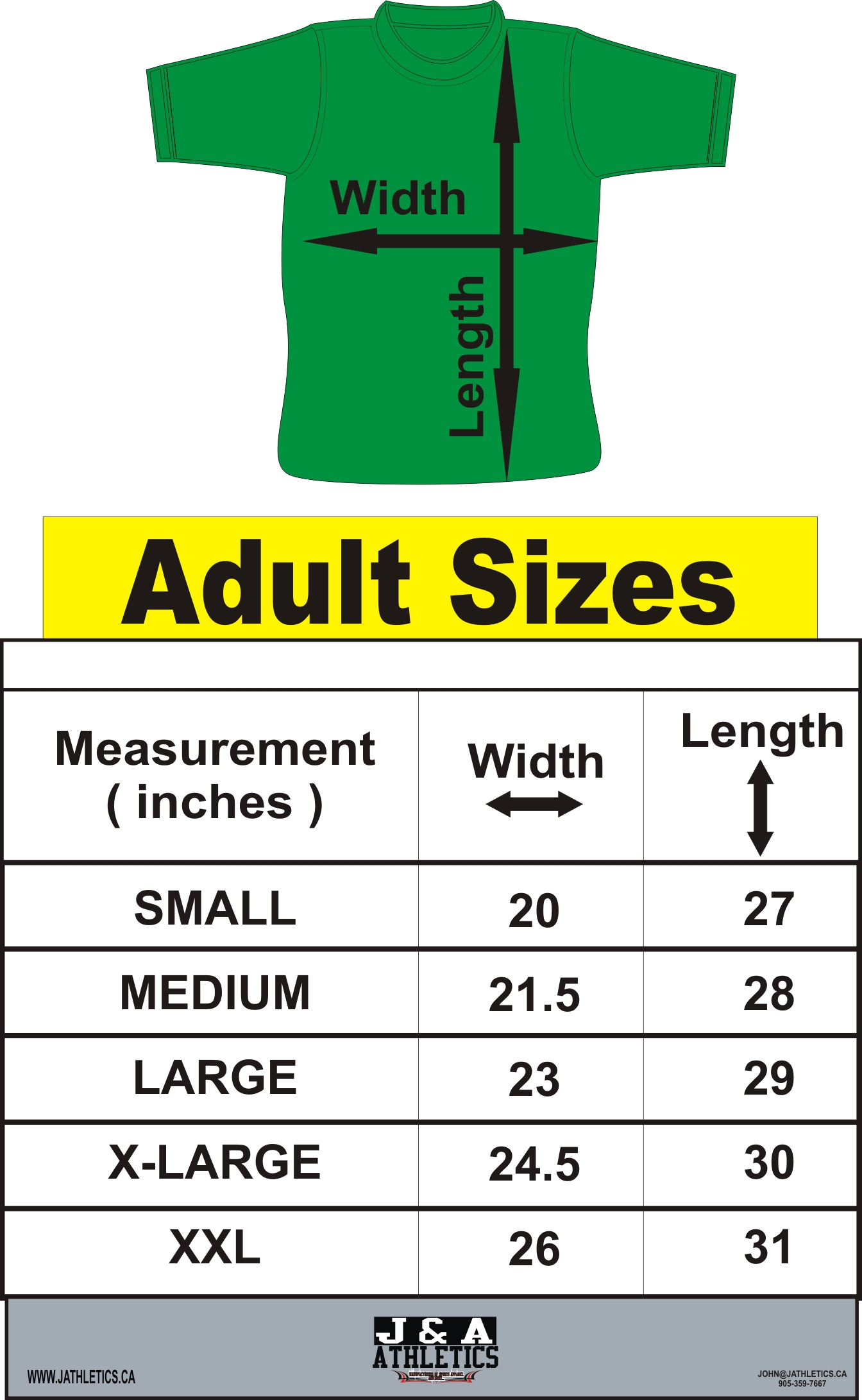 T-SHIRTS SIZES ADULT | J & A Athletics